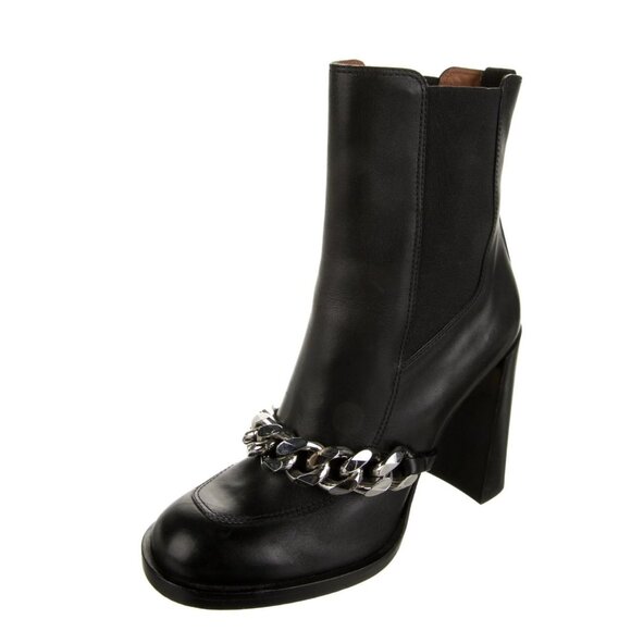 GIVENCHY Leather Chain-Link Accents Chelsea Boots Size: 7 | IT 37 - Picture 2 of 5